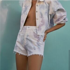 Zara Tie Dye High Rise Denim Shorts NWT